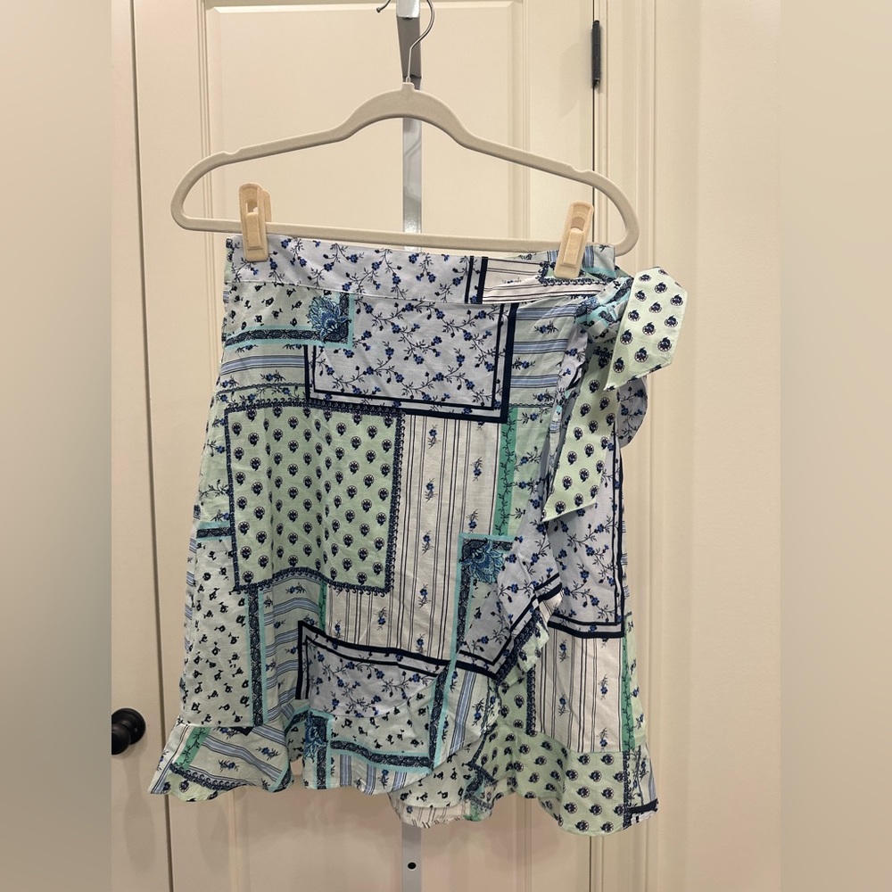 Loft Patchwork Ruffle Wrap Skirt - image 5